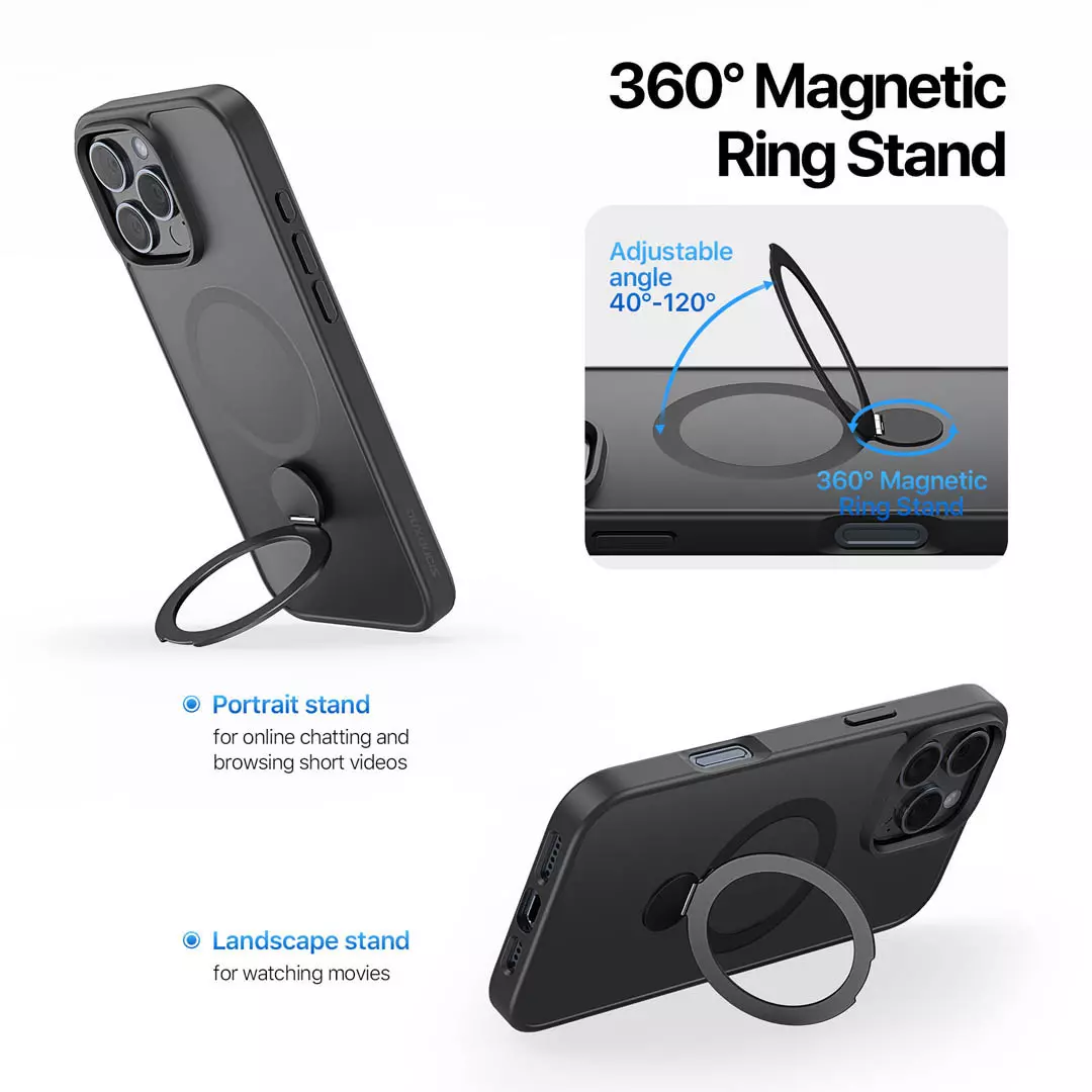 iPhone 16 Pro Magnetic Frosted Case with Stand Black by Dux Ducis - Image 9