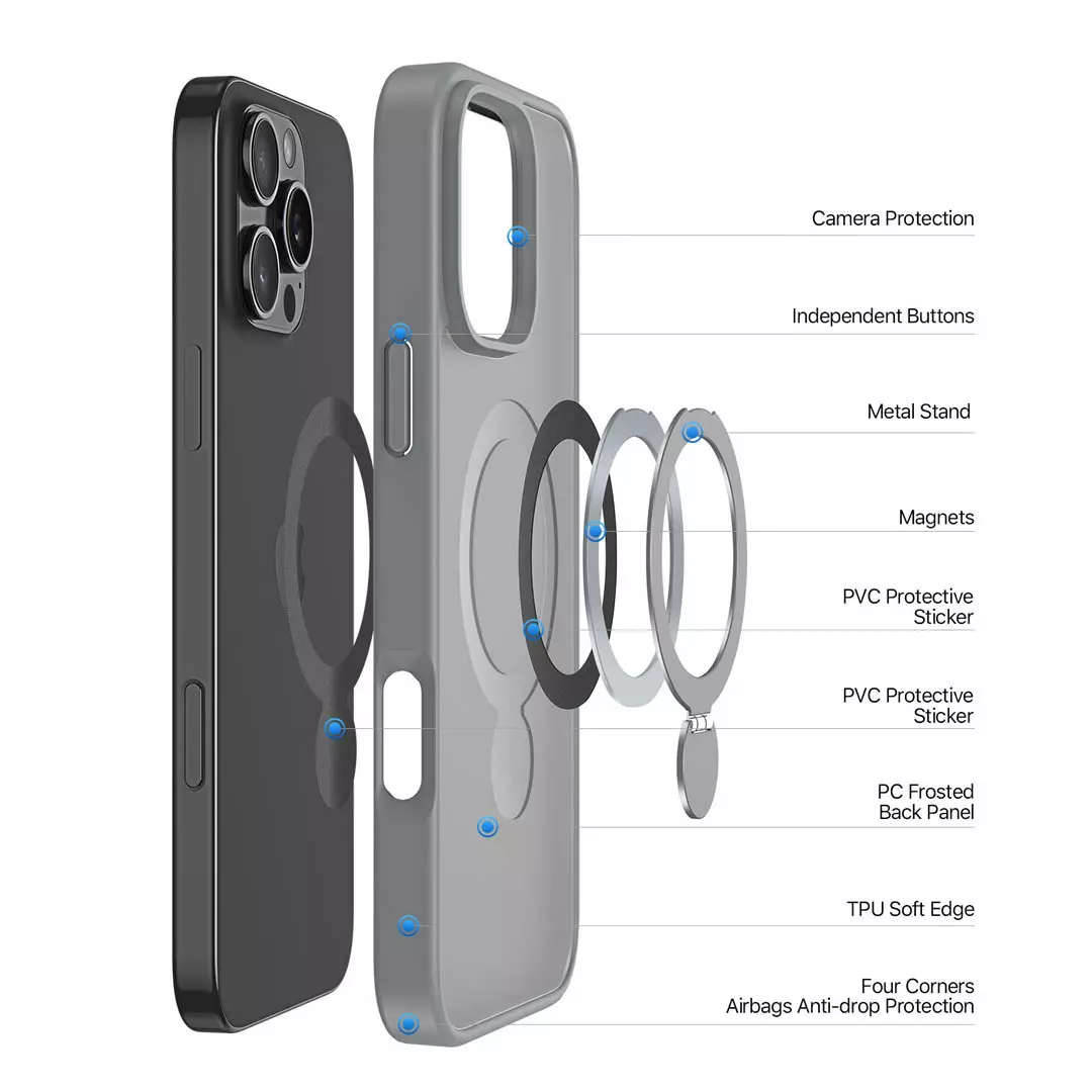 iPhone 16 Pro Max Magnetic Frosted Case with Stand Grey by Dux Ducis - Image 4