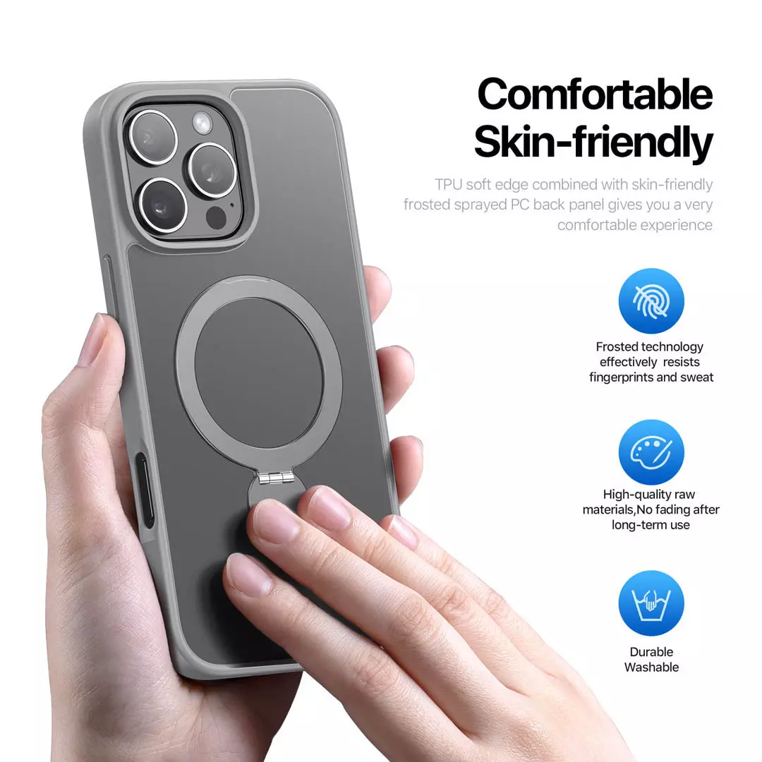 iPhone 16 Pro Max Magnetic Frosted Case with Stand Grey by Dux Ducis - Image 5