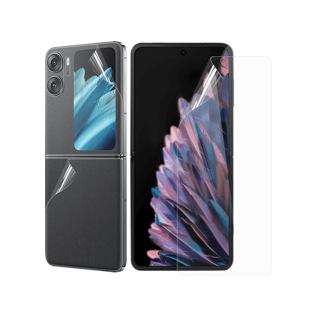OPPO Find N2 Flip hydrogel screen protector set for main screen, cover screen, and rear outer panel