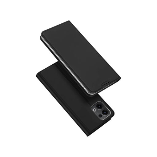 Oppo Reno 13 Leather Flip Case with Card Slot - Black | Skin Pro by Dux Ducis - Image 2