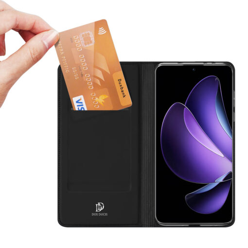 Oppo Reno 13 Leather Flip Case with Card Slot - Black | Skin Pro by Dux Ducis