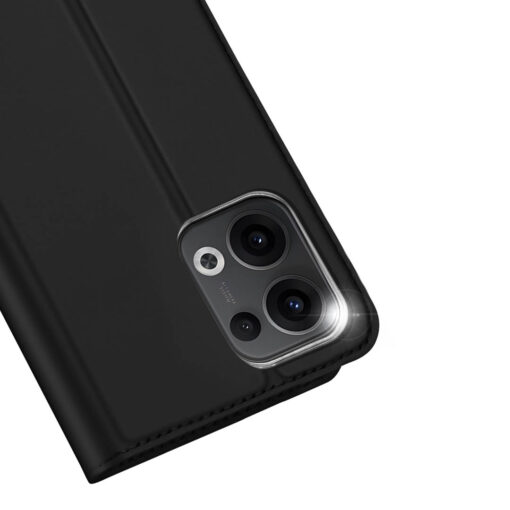 Oppo Reno 13 Leather Flip Case with Card Slot - Black | Skin Pro by Dux Ducis - Image 4