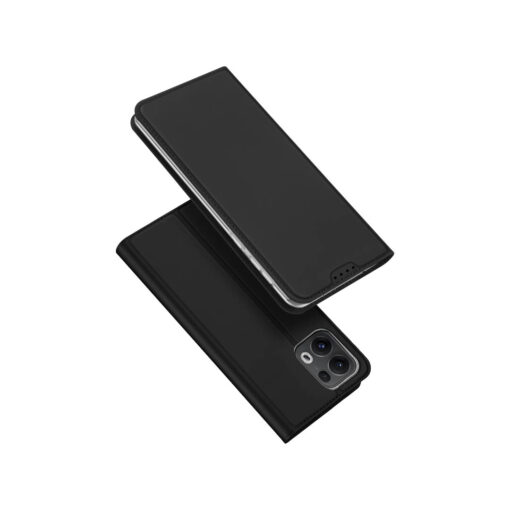 Oppo Reno 13 Pro Leather Flip Case with Card Slot - Black | Skin Pro by Dux Ducis - Image 2