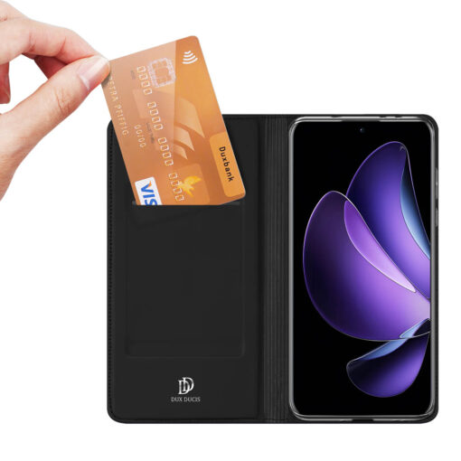 Oppo Reno 13 Pro Leather Flip Case with Card Slot - Black | Skin Pro by Dux Ducis