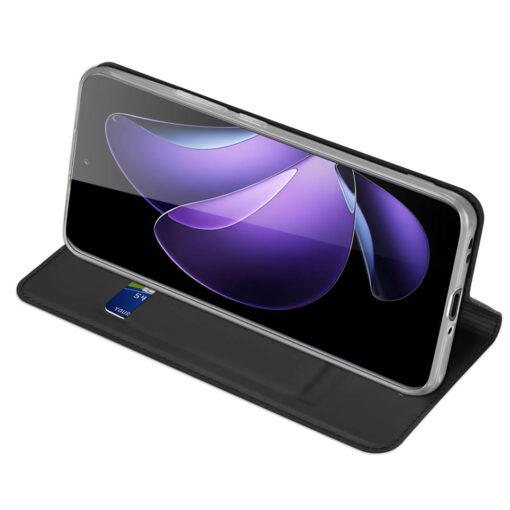 Oppo Reno 13 Pro Leather Flip Case with Card Slot - Black | Skin Pro by Dux Ducis - Image 6