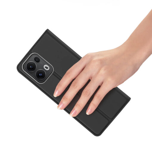 Oppo Reno 13 Pro Leather Flip Case with Card Slot - Black | Skin Pro by Dux Ducis - Image 7