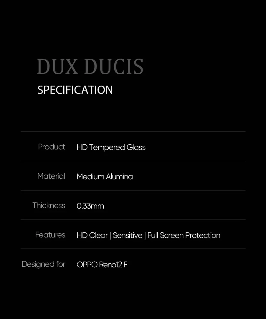 OPPO Reno 12F Tempered Glass Screen Protector by Dux Ducis - Image 9