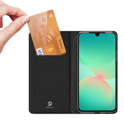 Samsung Galaxy A26 Leather Flip Case with Card Slot - Black | Skin Pro by Dux Ducis