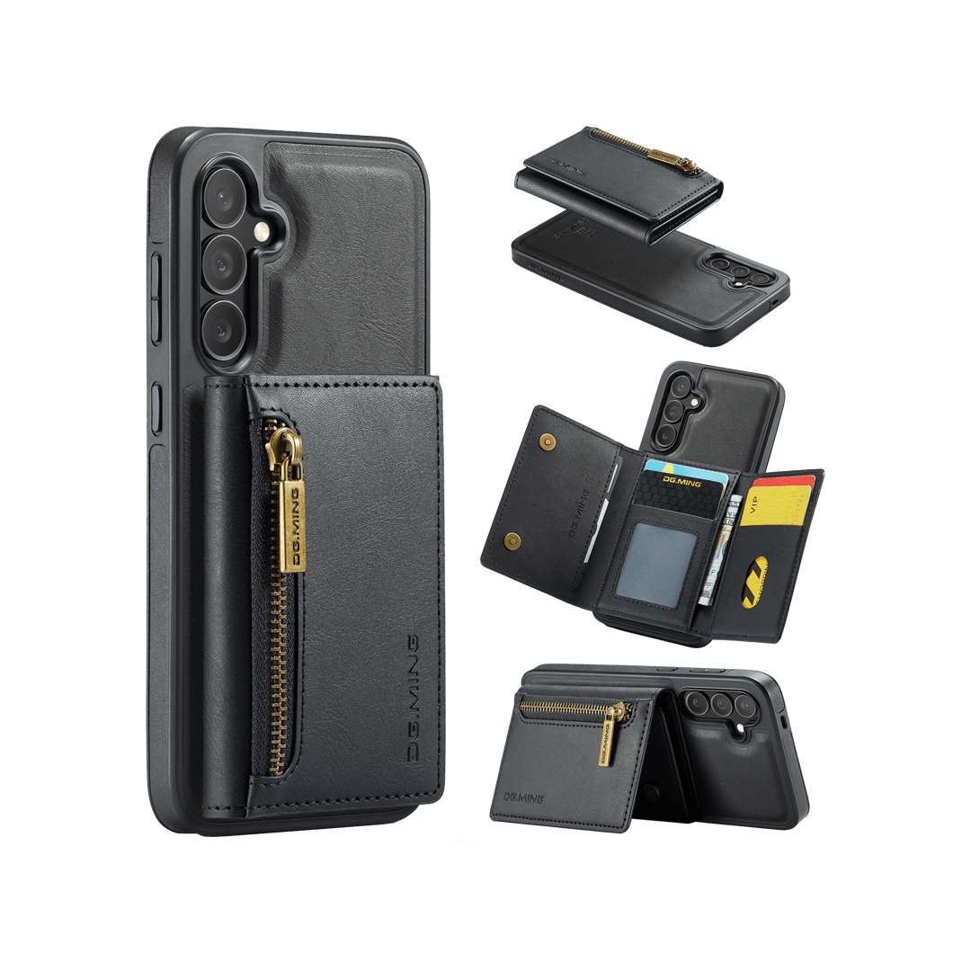 Samsung Galaxy S24 Plus wallet case black DG.MING detachable RFID blocking kickstand