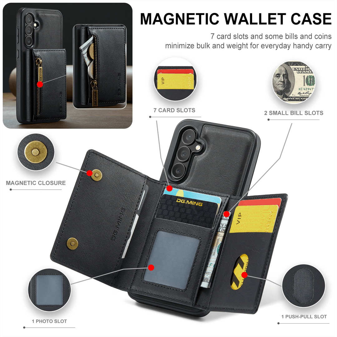 Samsung Galaxy S24 Wallet Case RFID Blocking Black by DG.MING - Image 5