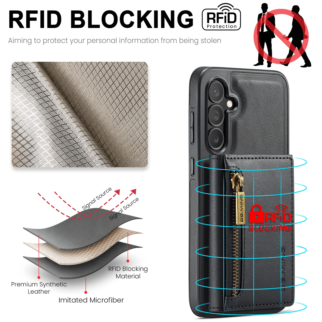 Samsung Galaxy S24 Wallet Case RFID Blocking Black by DG.MING - Image 6