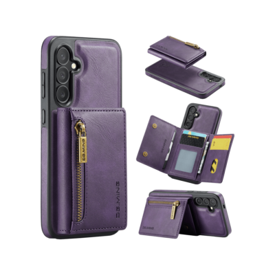 Samsung Galaxy S24 Plus wallet case purple DG.MING detachable RFID blocking kickstand