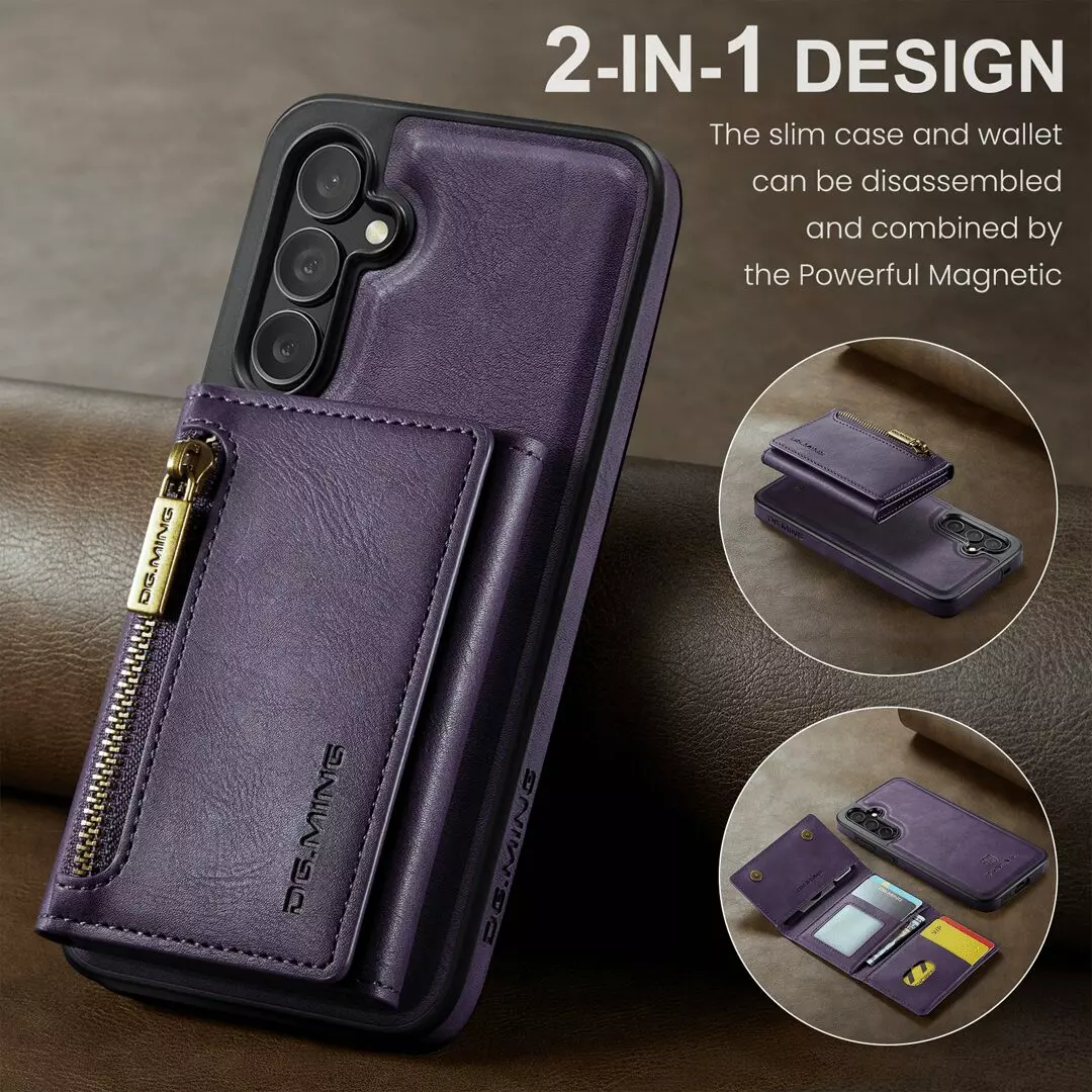 Samsung Galaxy S24 Wallet Case RFID Blocking Purple by DG.MING - Image 2