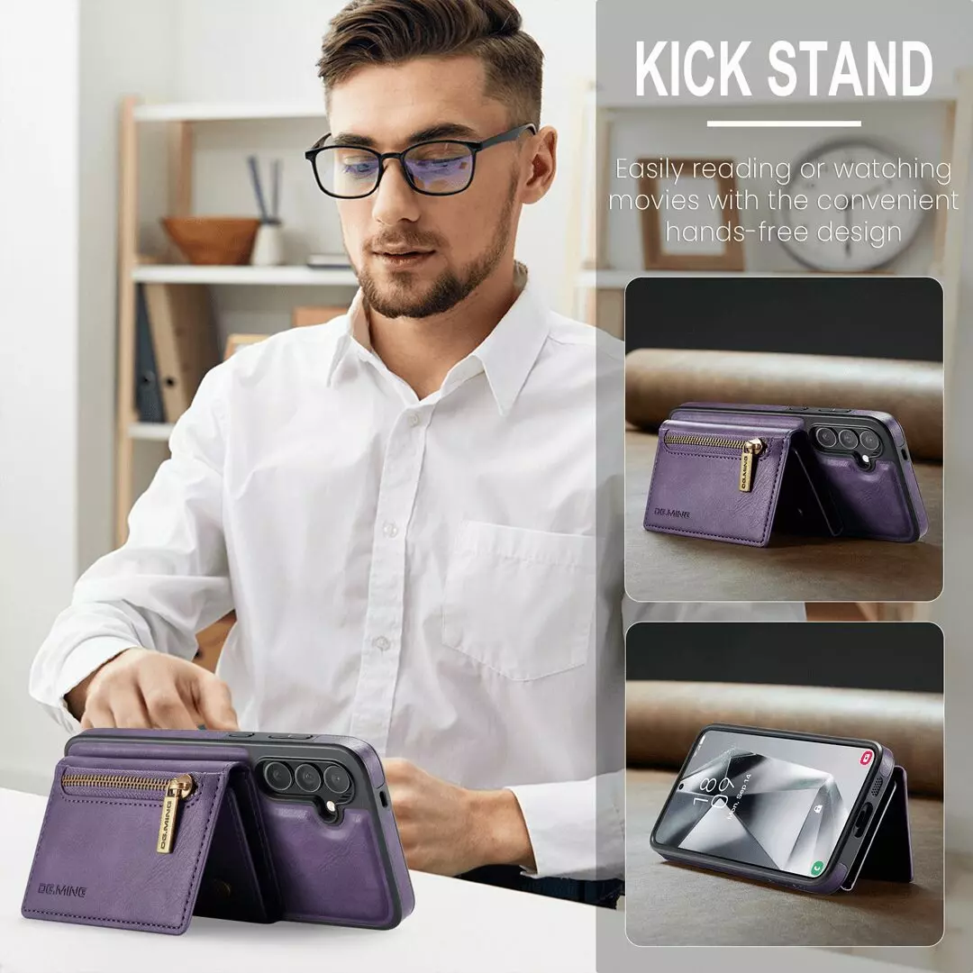 Samsung Galaxy S24 Wallet Case RFID Blocking Purple by DG.MING - Image 4
