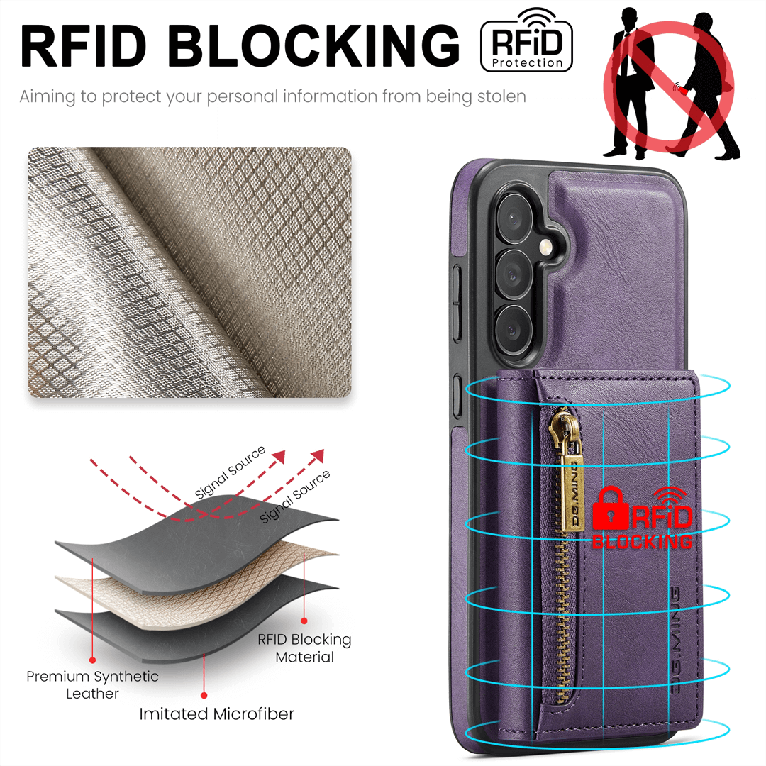 Samsung Galaxy S24 Wallet Case RFID Blocking Purple by DG.MING - Image 6