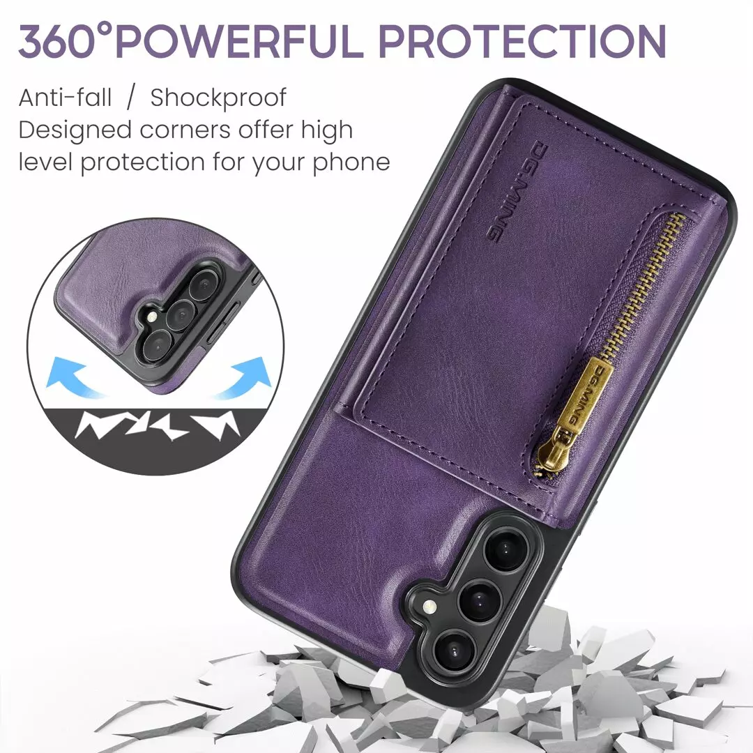 Samsung Galaxy S24 Wallet Case RFID Blocking Purple by DG.MING - Image 8