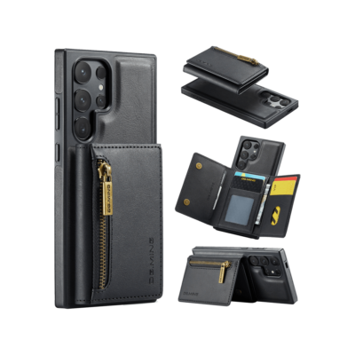 Samsung Galaxy S24 Ultra wallet case black DG.MING detachable RFID blocking kickstand