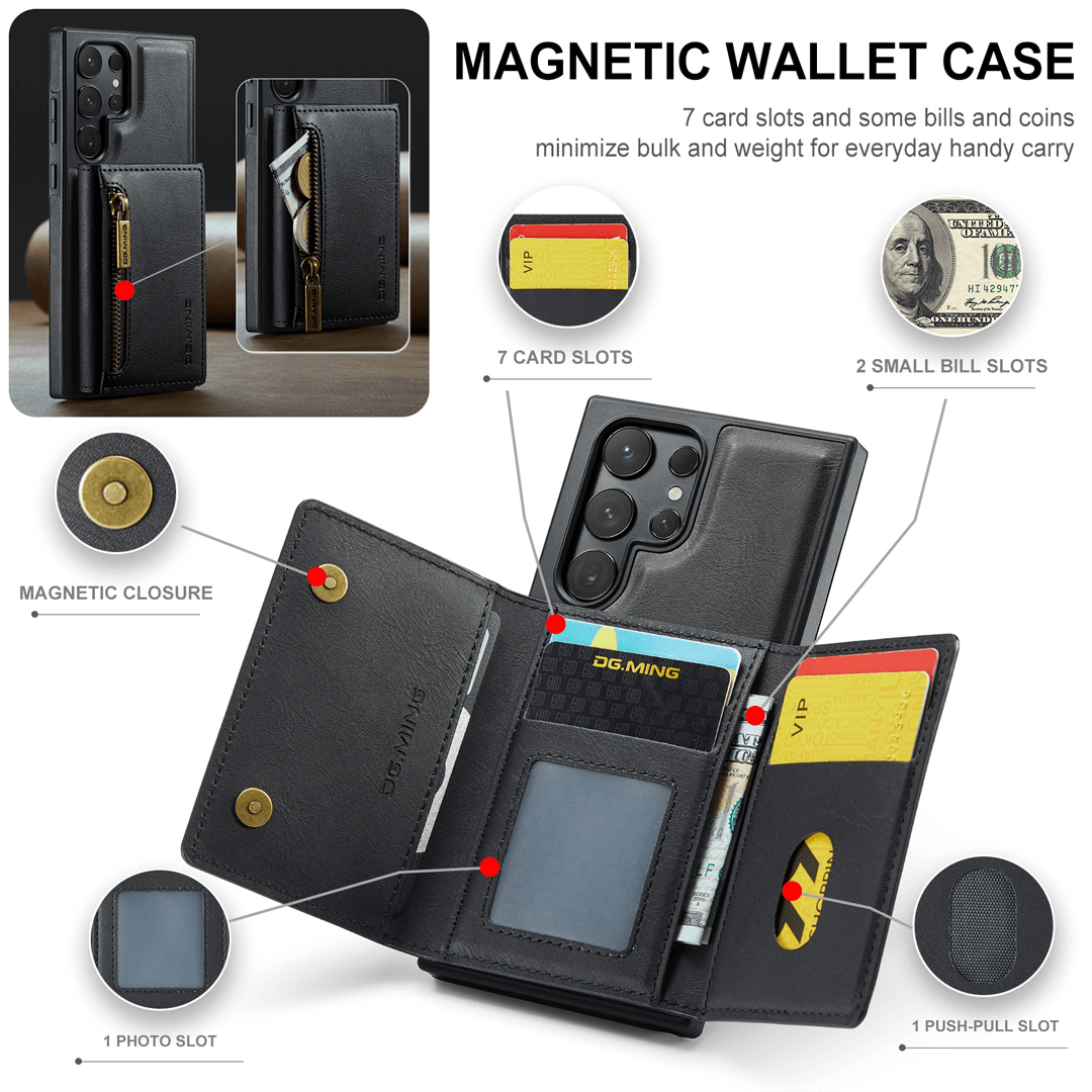 Samsung Galaxy S24 Ultra Wallet Case RFID Blocking Black by DG.MING - Image 5