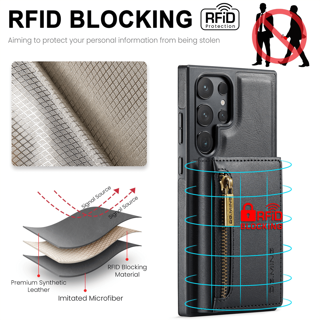 Samsung Galaxy S24 Ultra Wallet Case RFID Blocking Black by DG.MING - Image 6
