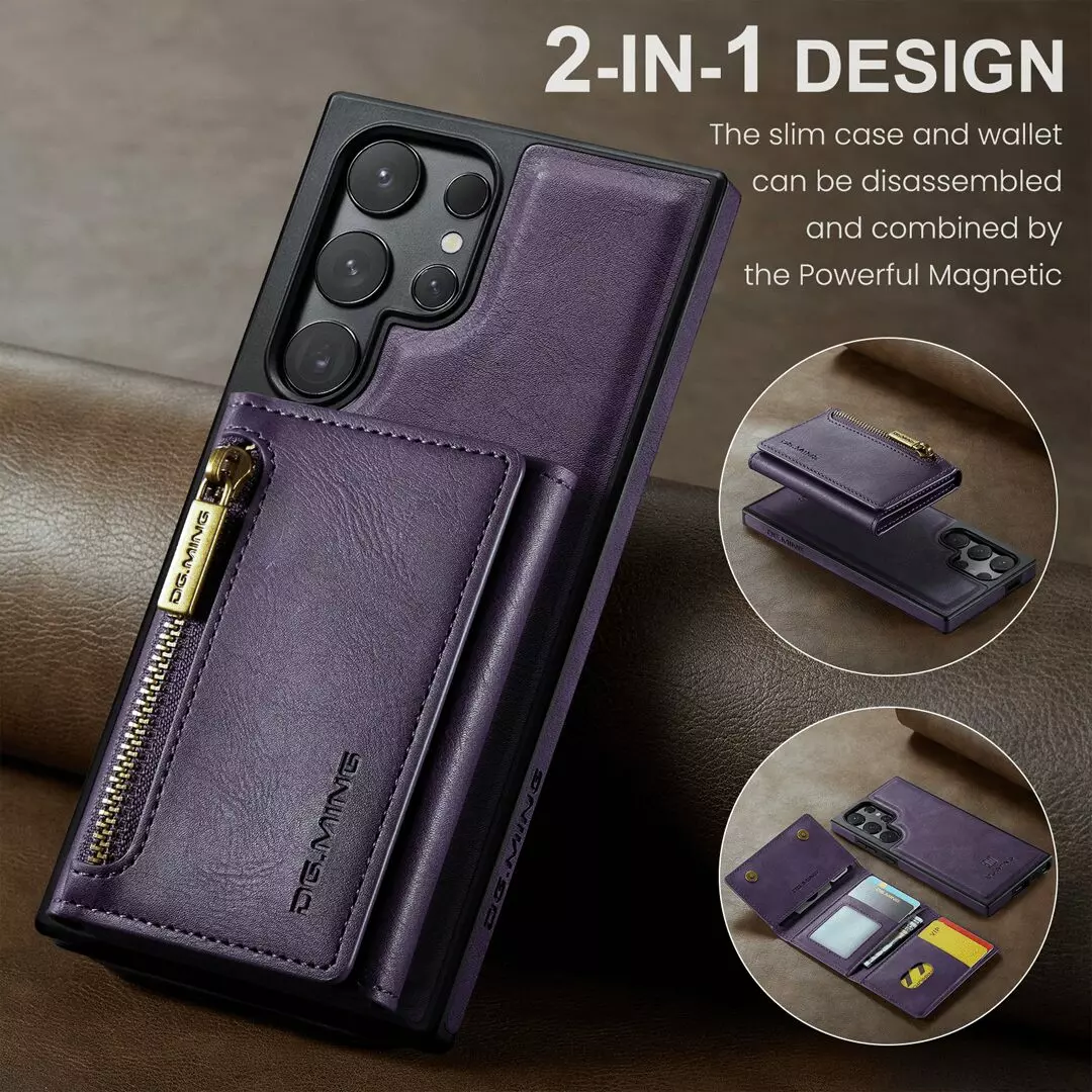 Samsung Galaxy S24 Ultra Wallet Case RFID Blocking Purple by DG.MING - Image 2