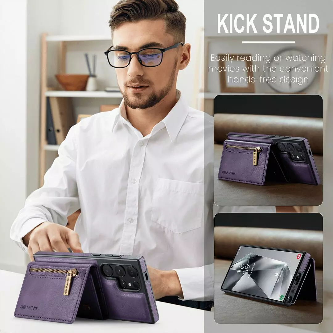 Samsung Galaxy S24 Ultra Wallet Case RFID Blocking Purple by DG.MING - Image 4