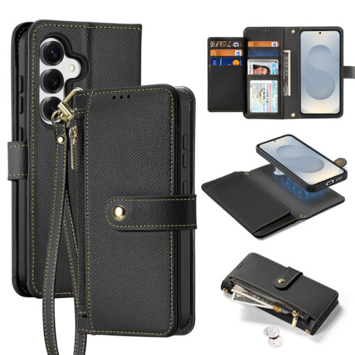 Samsung Galaxy S25 Plus 2 in 1 Magnetic Charging Wallet Case - Black | Lawa Series by Dux Ducis - Image 2