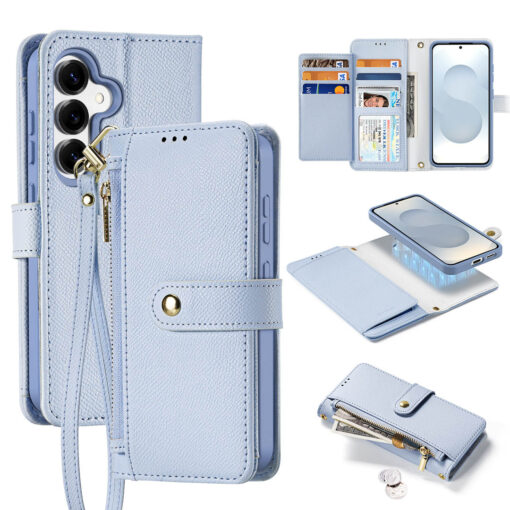 Samsung Galaxy S25 Plus 2 in 1 Magnetic Charging Wallet Case - Light Blue | Lawa Series by Dux Ducis - Image 2