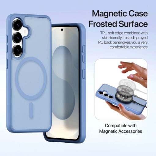 Samsung Galaxy S25 Plus 2 in 1 Magnetic Charging Wallet Case - Light Blue | Lawa Series by Dux Ducis - Image 6