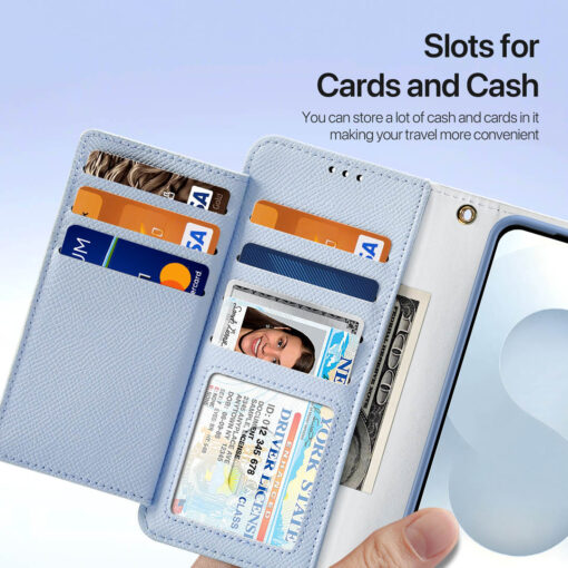 Samsung Galaxy S25 Plus 2 in 1 Magnetic Charging Wallet Case - Light Blue | Lawa Series by Dux Ducis - Image 7