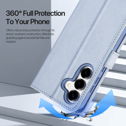 Samsung Galaxy S25 Plus 2 in 1 Magnetic Charging Wallet Case - Light Blue | Lawa Series by Dux Ducis - Image 10