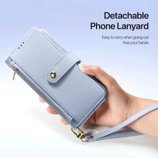 Samsung Galaxy S25 Plus 2 in 1 Magnetic Charging Wallet Case - Light Blue | Lawa Series by Dux Ducis - Image 11