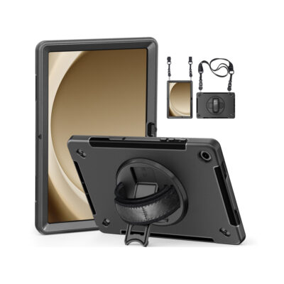 Samsung Galaxy Tab A9 Plus Premium Rugged Case - 360° Rotating Stand, Shockproof Shell, Hand and Shoulder Straps