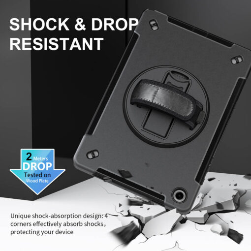 Samsung Galaxy Tab A9 Plus Premium Rugged Case - 360° Rotating Stand, Shockproof Shell, Hand and Shoulder Straps - Image 2