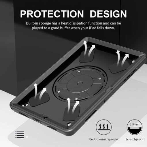 Samsung Galaxy Tab A9 Plus Premium Rugged Case - 360° Rotating Stand, Shockproof Shell, Hand and Shoulder Straps - Image 8