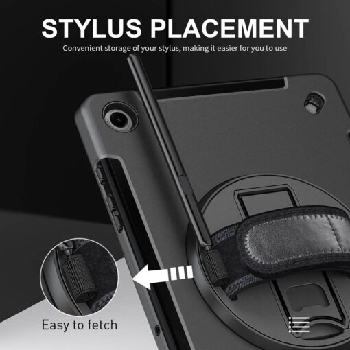 Samsung Galaxy Tab A9 Plus Premium Rugged Case - 360° Rotating Stand, Shockproof Shell, Hand and Shoulder Straps - Image 9