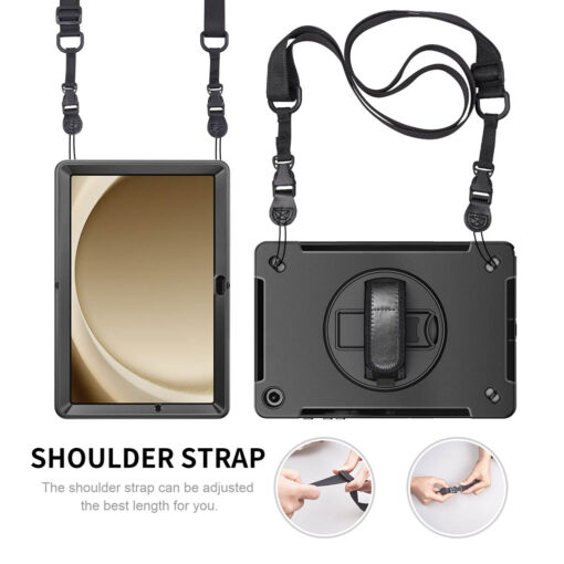 Samsung Galaxy Tab A9 Plus Premium Rugged Case - 360° Rotating Stand, Shockproof Shell, Hand and Shoulder Straps - Image 10
