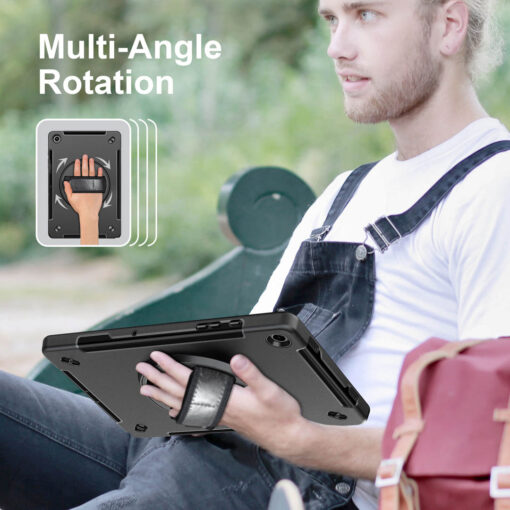 Samsung Galaxy Tab A9 Plus Premium Rugged Case - 360° Rotating Stand, Shockproof Shell, Hand and Shoulder Straps - Image 11