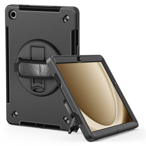 Samsung Galaxy Tab A9 Plus Premium Rugged Case - 360° Rotating Stand, Shockproof Shell, Hand and Shoulder Straps - Image 14