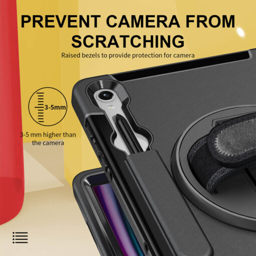 Samsung Galaxy Tab S9 / S9 FE / S10 FE Premium Heavy Duty Case - 360° Rotating Stand, Shockproof Protection, Hand / Shoulder Straps - Image 4