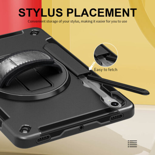 Samsung Galaxy Tab S9 / S9 FE / S10 FE Premium Heavy Duty Case - 360° Rotating Stand, Shockproof Protection, Hand / Shoulder Straps - Image 6