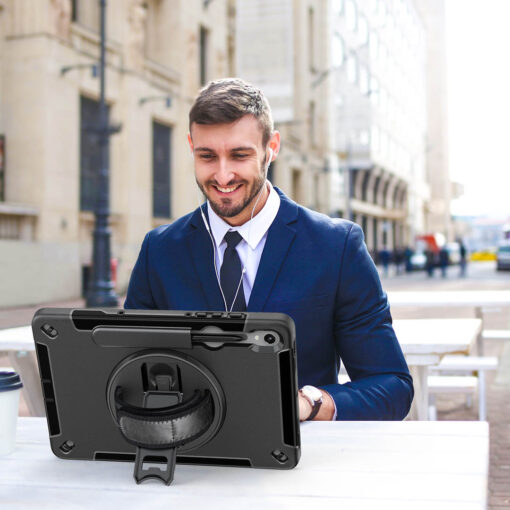 Samsung Galaxy Tab S9 / S9 FE / S10 FE Premium Heavy Duty Case - 360° Rotating Stand, Shockproof Protection, Hand / Shoulder Straps - Image 10