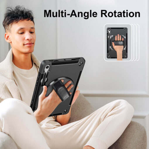 Samsung Galaxy Tab S9 / S9 FE / S10 FE Premium Heavy Duty Case - 360° Rotating Stand, Shockproof Protection, Hand / Shoulder Straps - Image 11
