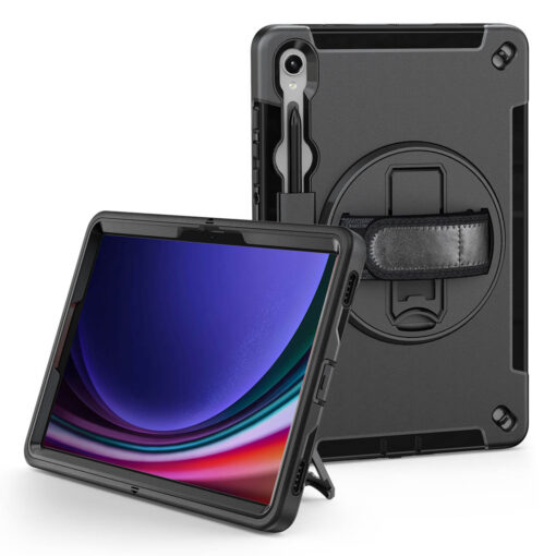 Samsung Galaxy Tab S9 / S9 FE / S10 FE Premium Heavy Duty Case - 360° Rotating Stand, Shockproof Protection, Hand / Shoulder Straps - Image 13