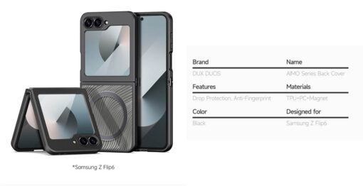 Samsung Galaxy Z Flip 6 Magnetic Charging Back Cover Case | Aimo Mag Series by Dux Ducis - Image 10