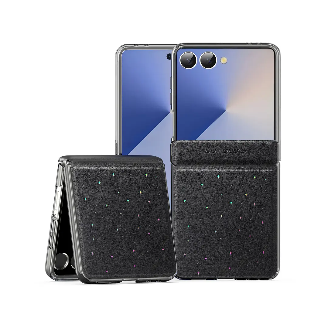 Samsung Galaxy Z Flip7 glitter star case black Dux Ducis STEX magnetic detachable 360 protection
