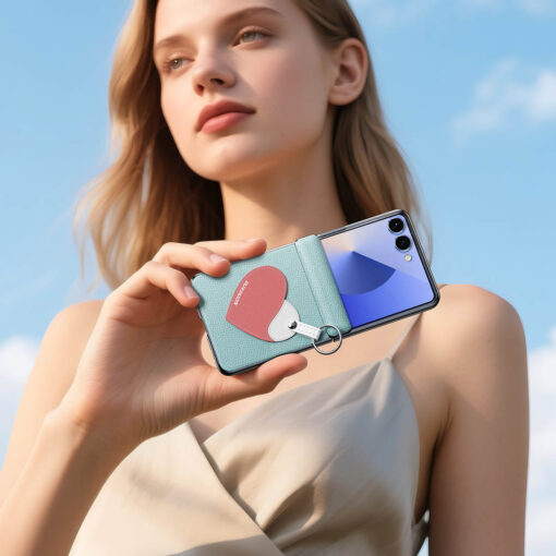 Samsung Galaxy Z Flip 7 Foldable Case - Teal Heart | LUVY Series by Dux Ducis - Image 7