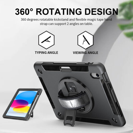 iPad 10 (10th Gen.) / 11 (11th A16) Heavy Duty Protective Case - Shockproof, Kickstand, Pencil Holder - Image 8