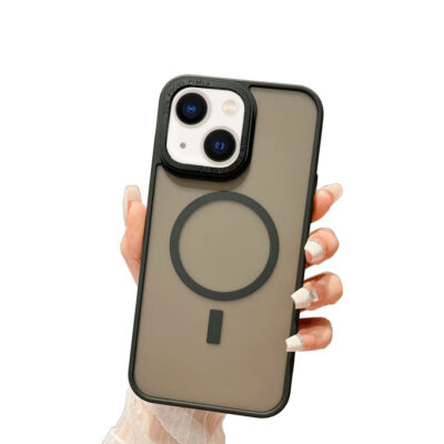 iPhone 15 magnetic case black frosted metal skin feel magnetic attachment