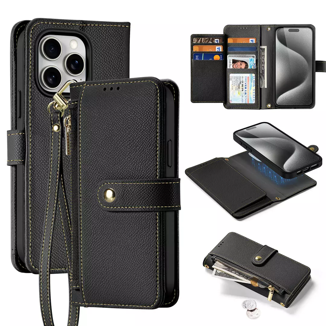iPhone 15 Pro Max Magnetic Wallet Case Black by Dux Ducis - Image 2